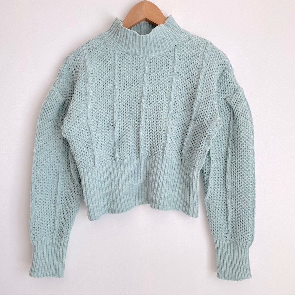 Generation K Womens Cropped Knit Sweater, Pastel Mint, Size M